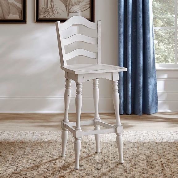 Liberty Furniture Ladderback Swivel Bar Stools - Set of 2 - Antique White & Weathered Bark