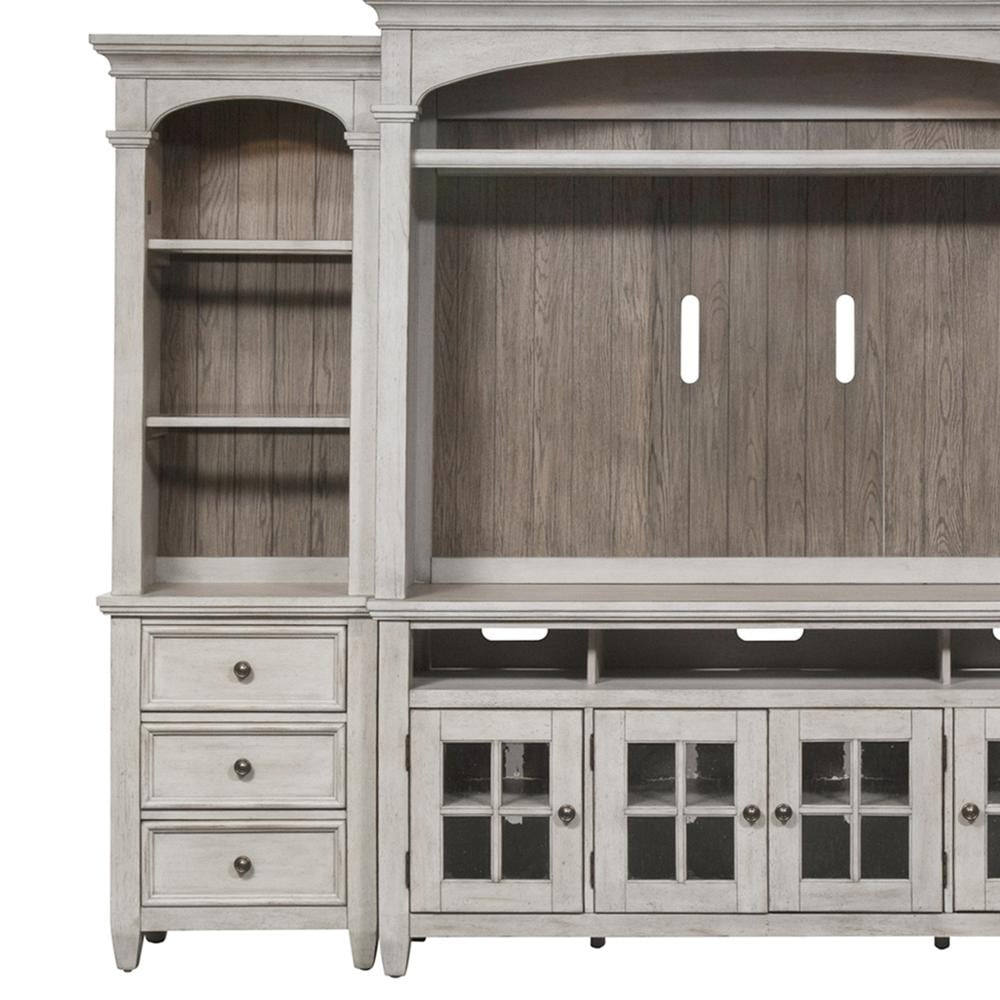 Antiqued White Wood Left Pier with LED Lighting