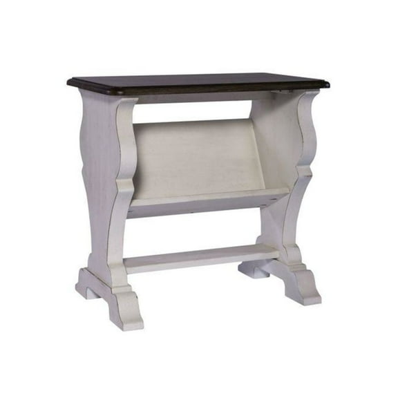 Liberty Furniture Industies, INC Library Chair Side Table in Porcelain White Finish w/ Churchill Brown Tops