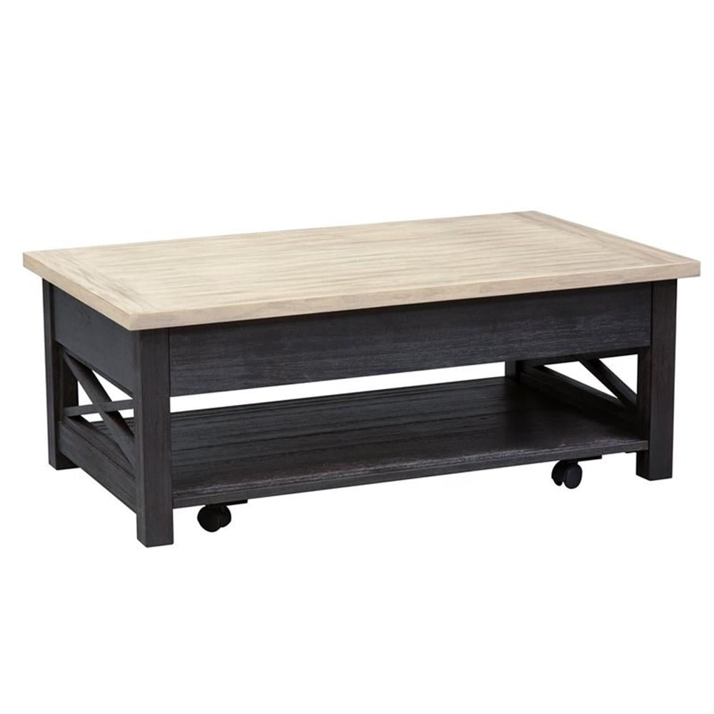Charcoal and Ash Lift-Top Rectangular Coffee Table with Storage