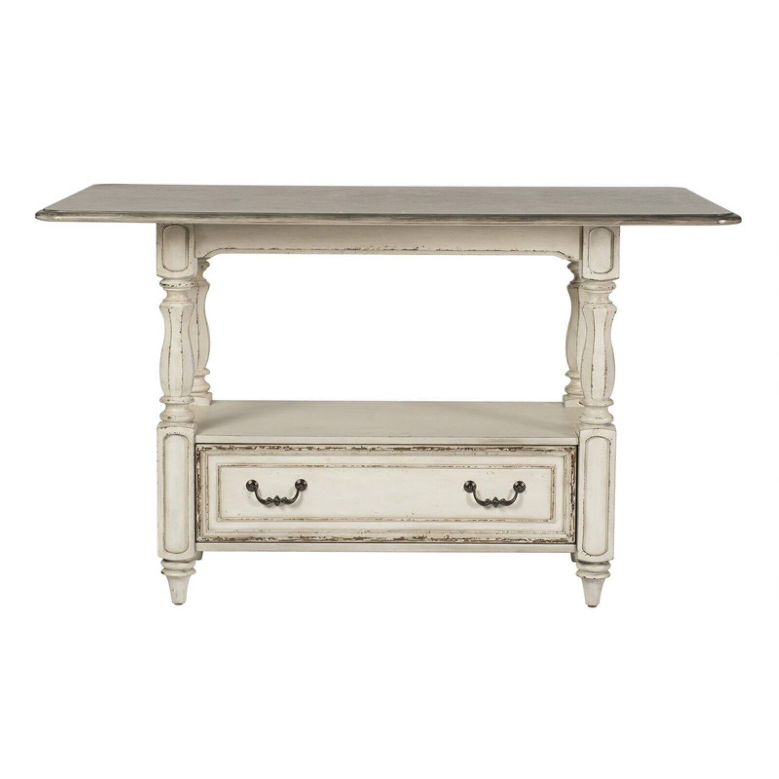 Antique White Rectangular Reclaimed Wood Counter Height Table