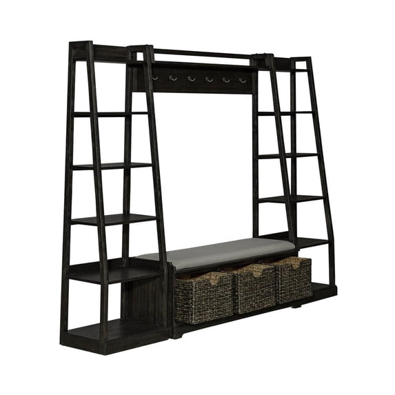 Liberty Furniture Mill Creek Transitional Wood Wall Unit in Peppercorn Espresso