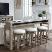 Liberty Furniture Millstone 4 Piece Living Room Set Console Bar Table & 3 Stools - Brown Oak Wood