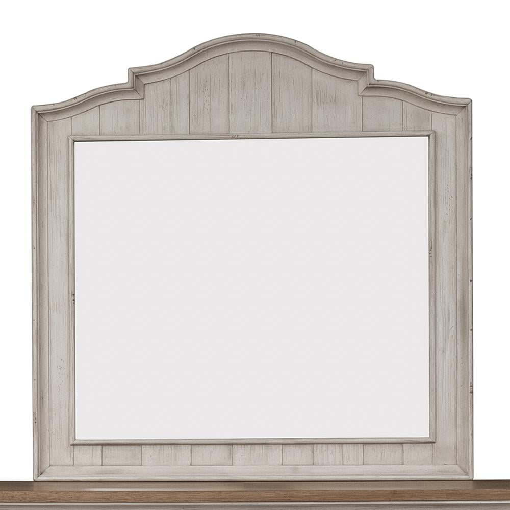 Farmhouse White Distressed Wood Transitional Mirror