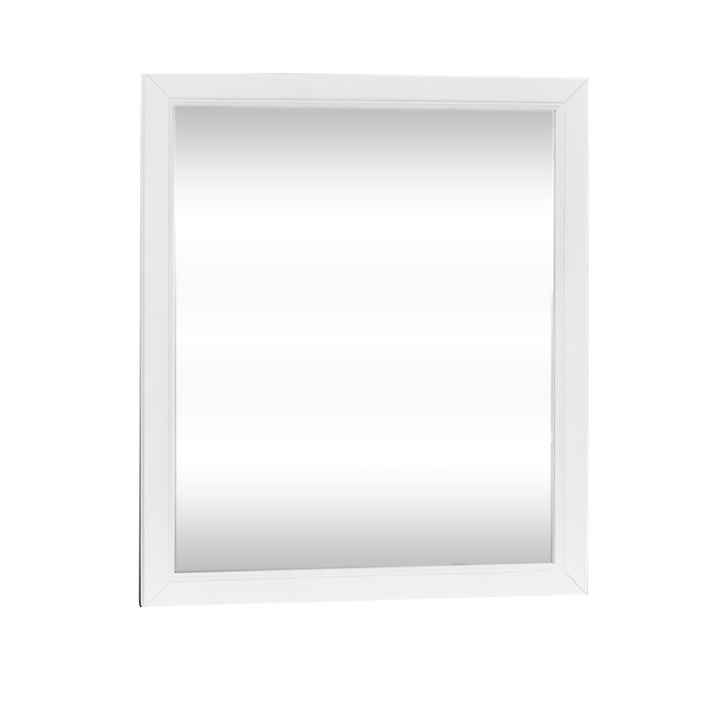 White Transitional Kids' Beveled Mirror with Rubberwood Frame