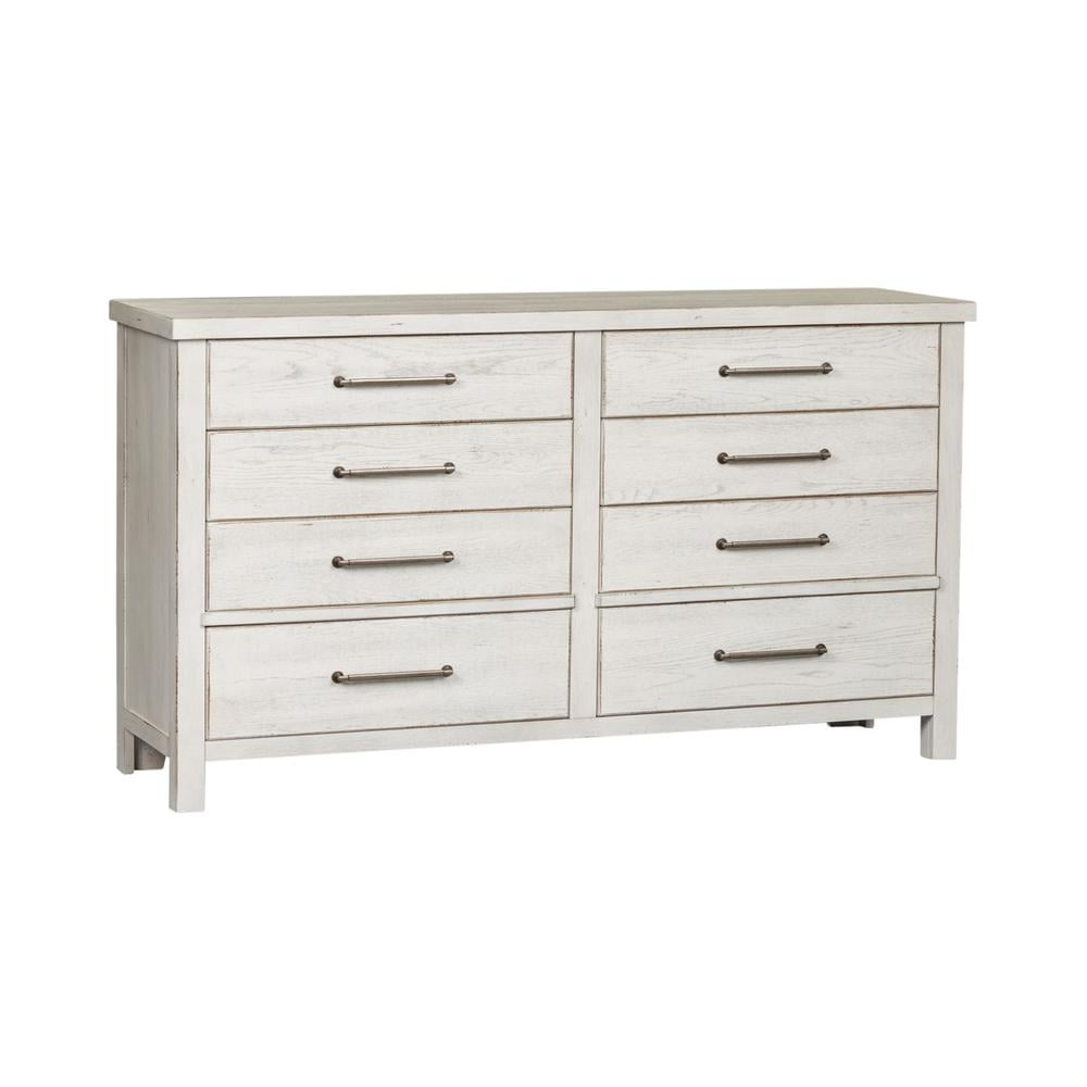White Farmhouse 8-Drawer Dresser with Felt Lined Drawers
