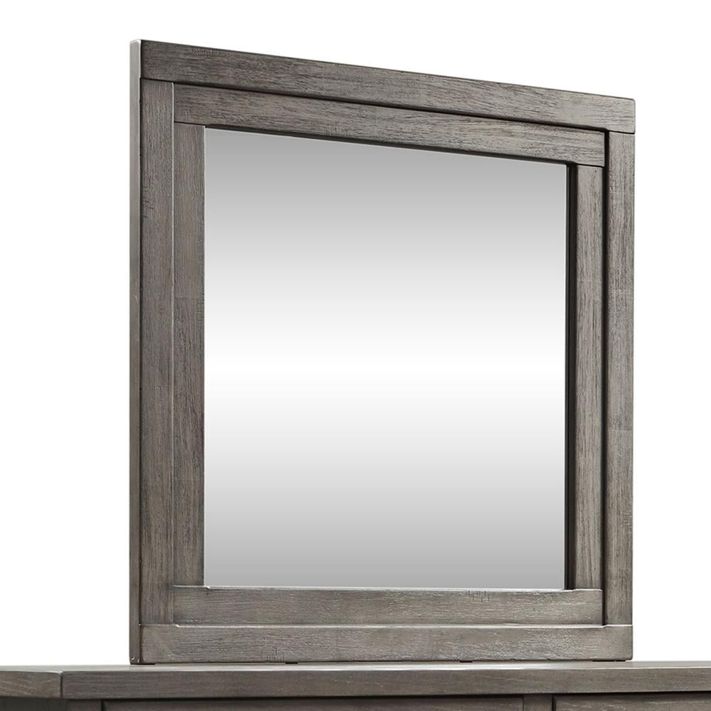 Dusty Charcoal Distressed Square Wood Frame Mirror