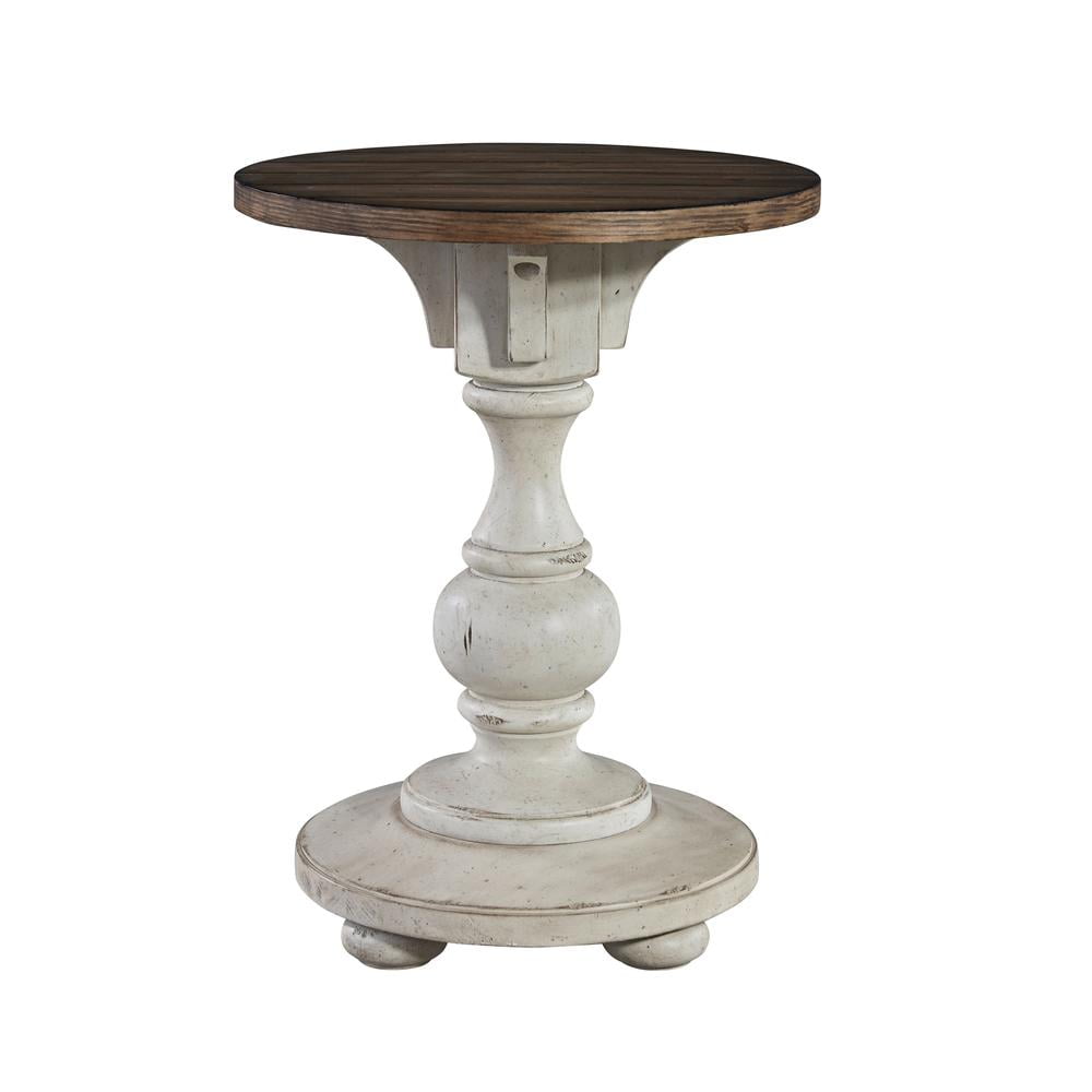 Morgan Creek Antique White Round Chairside Table with Storage