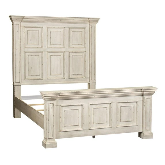 Liberty Furniture Industies, INC Big Valley Queen Panel Bed in Whitestone w/ Heavy Distressing