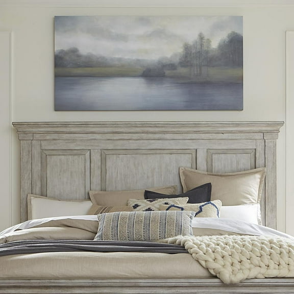 Liberty Furniture Industies, INC Heartland Queen Panel Headboard in Antique White w/ Tobacco Top