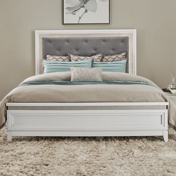 Liberty Furniture Reflections Queen Upholstered Panel Headboard LED Lights White