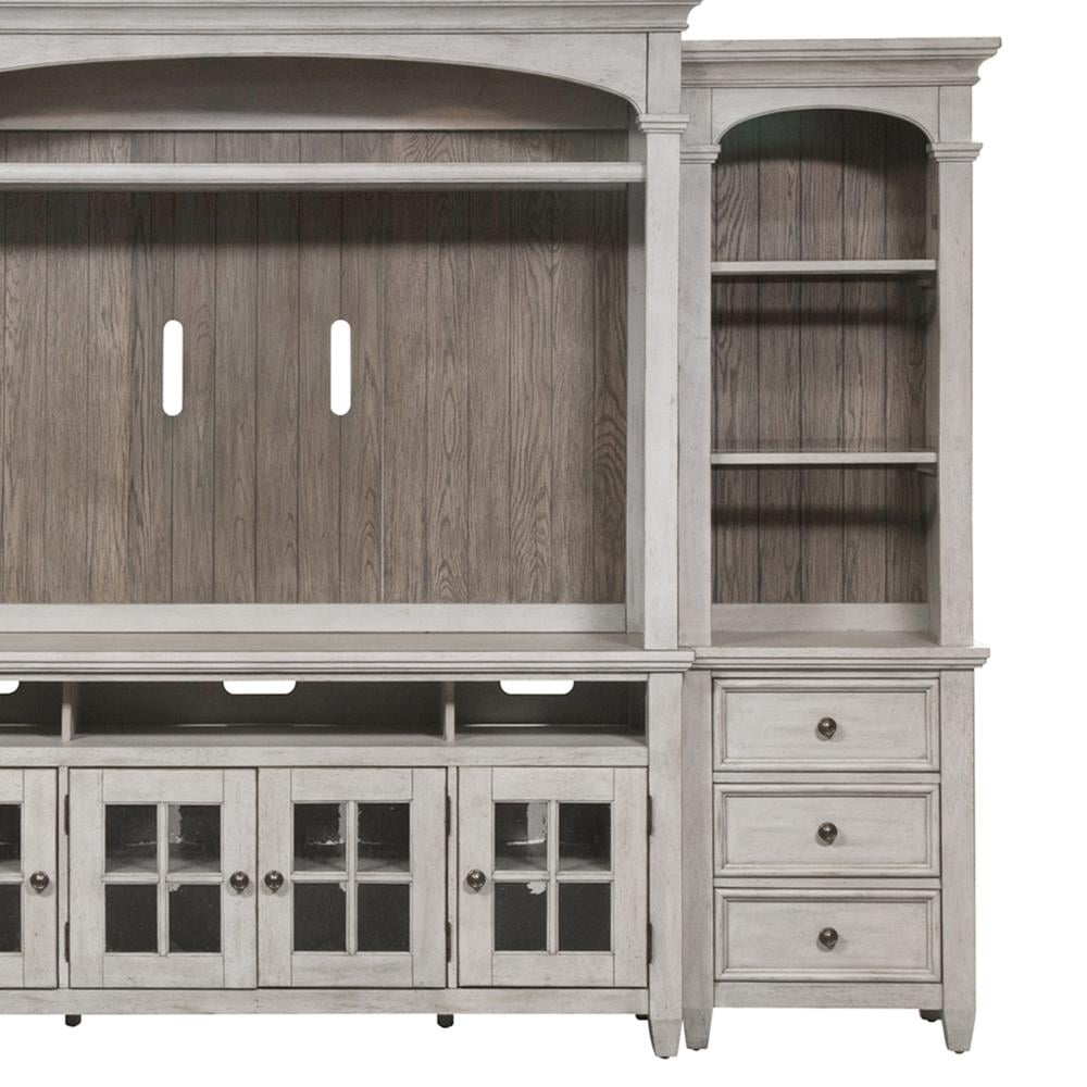 Antiqued White Wood Right Pier with LED Lighting