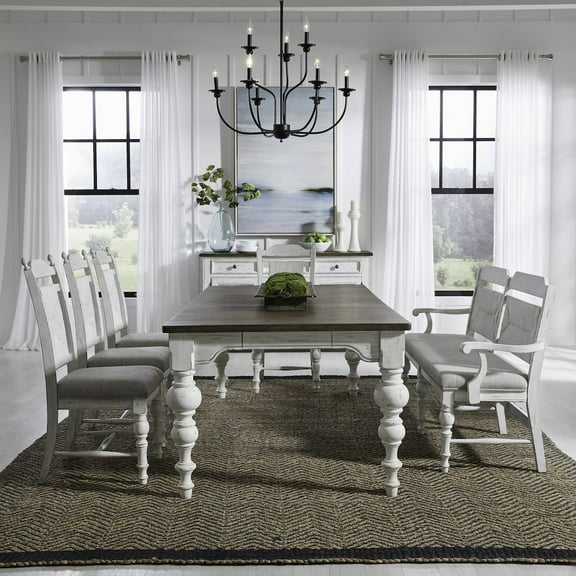 Liberty Furniture Industies, INC River Place 6 Piece Rectangular Table Set - Riverstone White & Tobacco