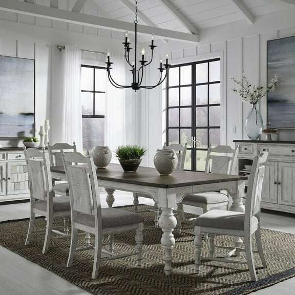 Liberty Furniture Industies, INC River Place 7 Piece Rectangular Table Set - Riverstone White & Tobacco