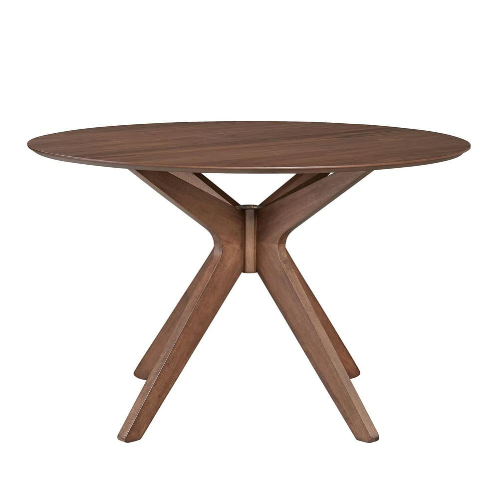 Satin Walnut Round Wood Pedestal Dining Table