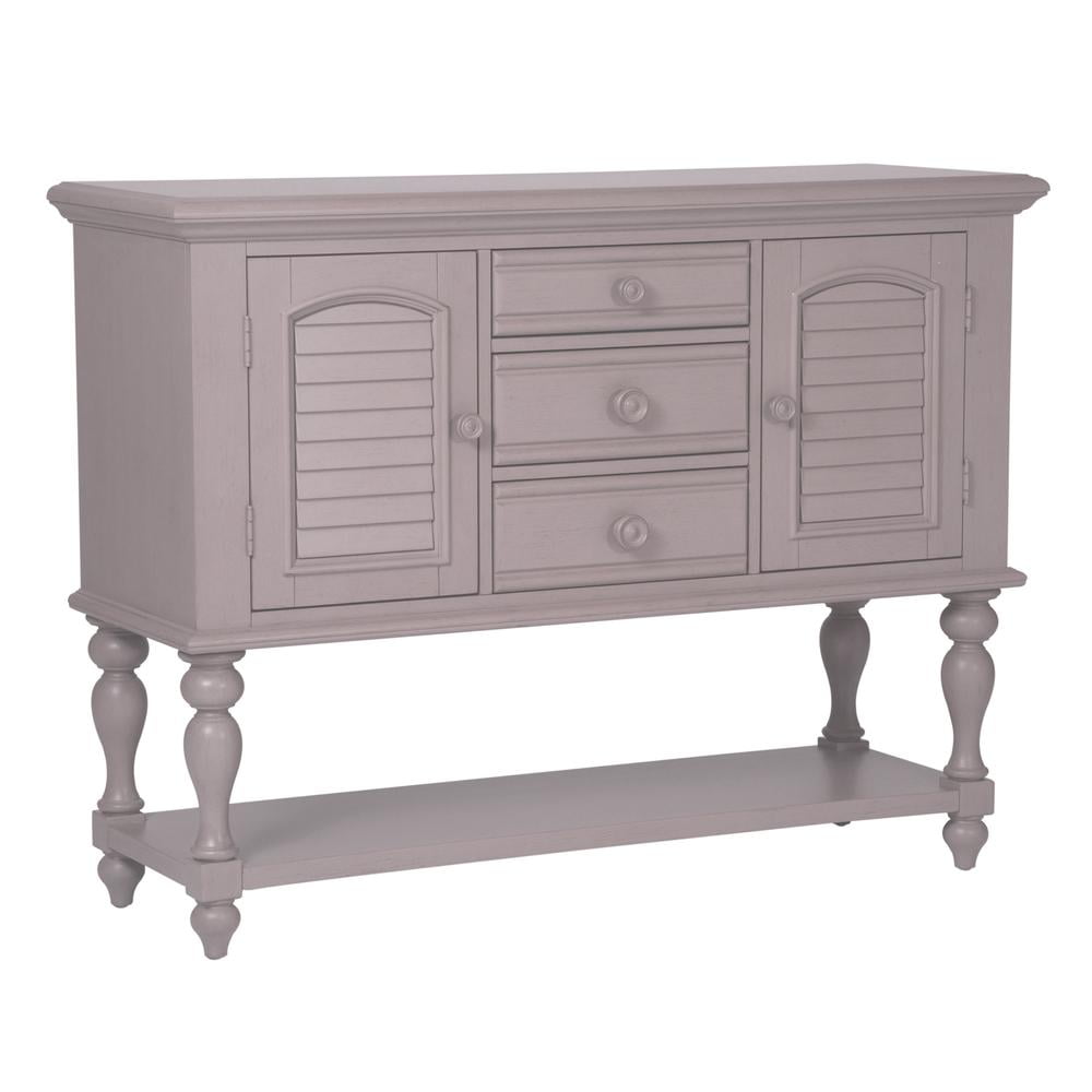 Dove Gray Transitional 3-Drawer Wood Server
