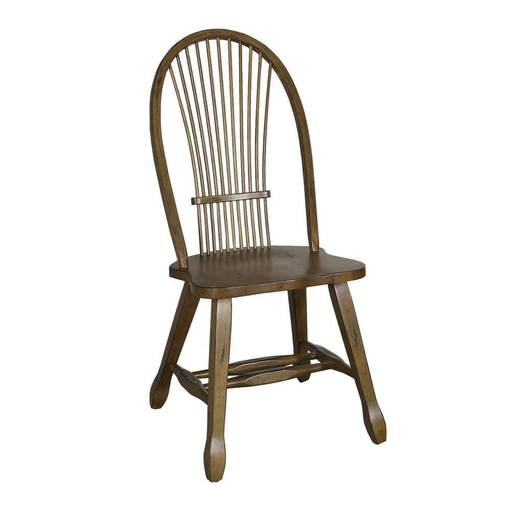 Oak High Back Slat Traditional Side Chair