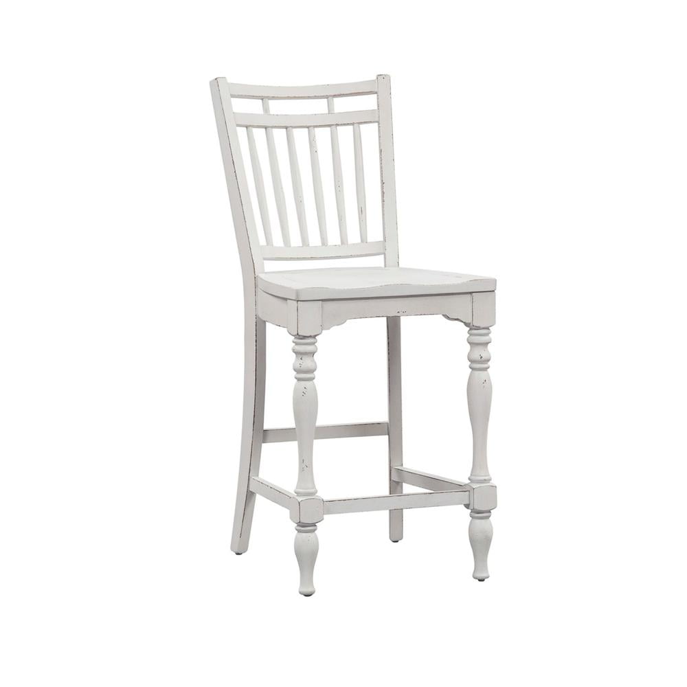 White Spindle Back Counter Chair with Turned Legs