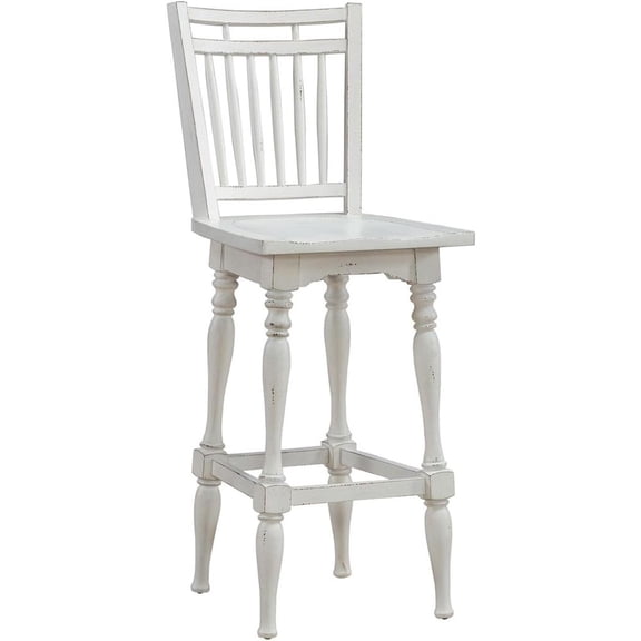 Liberty Furniture Spindle Back Swivel Bar Stools - Set of 2 - Antique White & Weathered Bark
