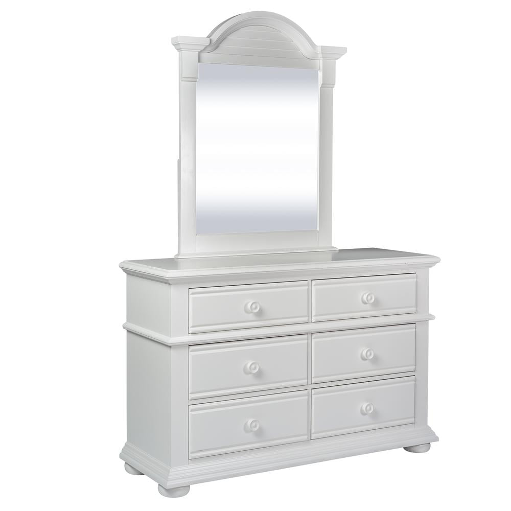 White Cottage Mirrored Dresser with Felt Lined Drawers