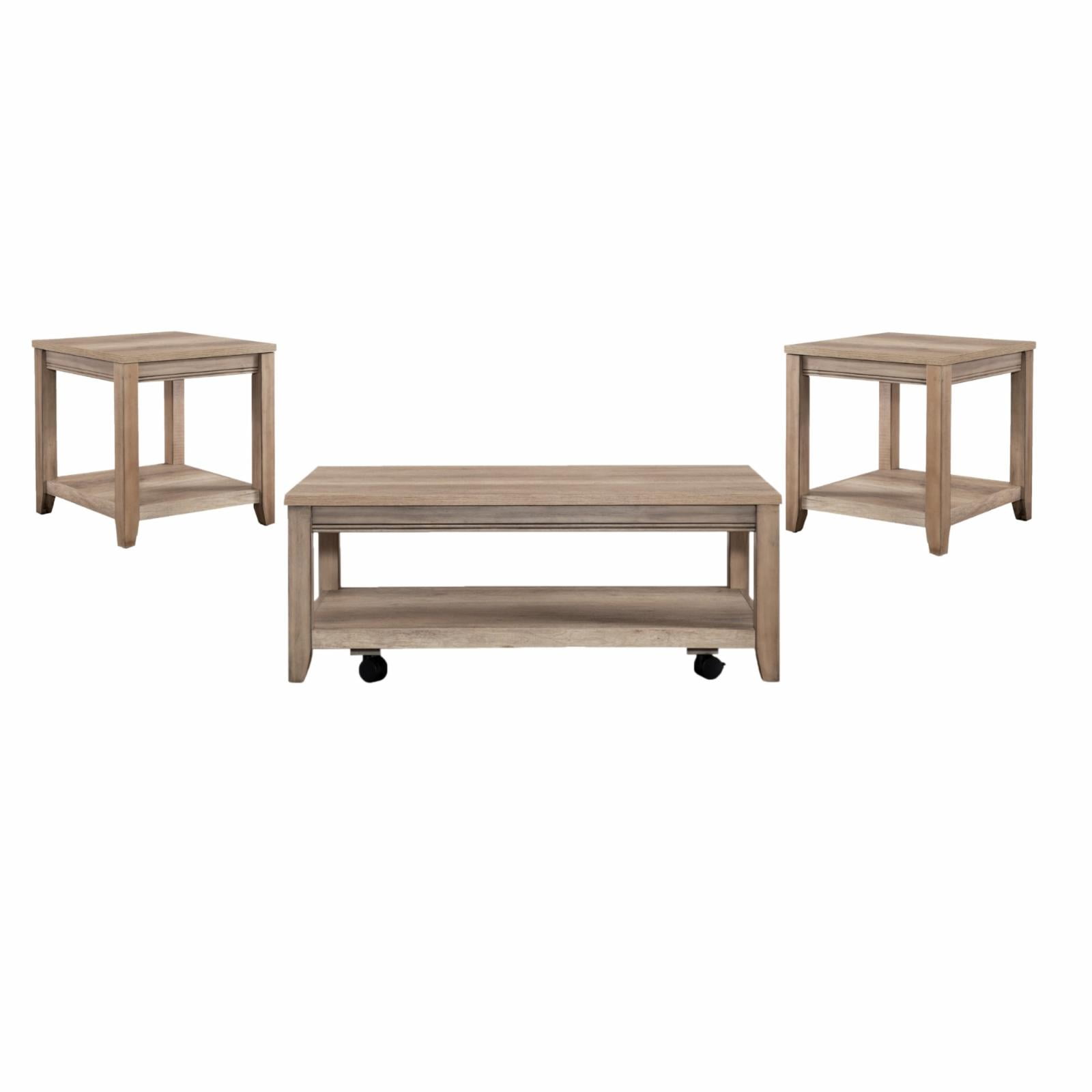 Sun Valley Light Brown Wood 3-Piece Occasional Table Set