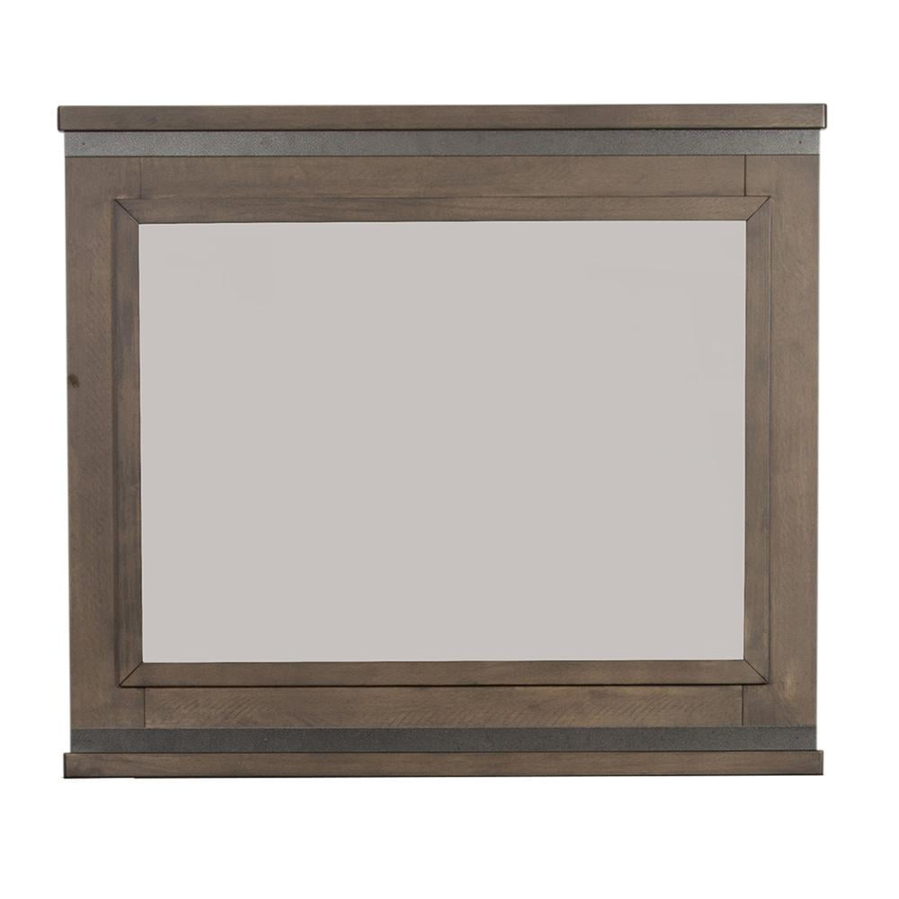 Rustic Rock Beaten Gray Rectangular Mirror with Beveled Glass