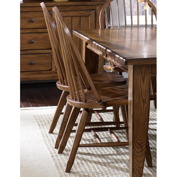Liberty Furniture Treasures Solid Wood Bow Back Side Chair in Rustic Oak
