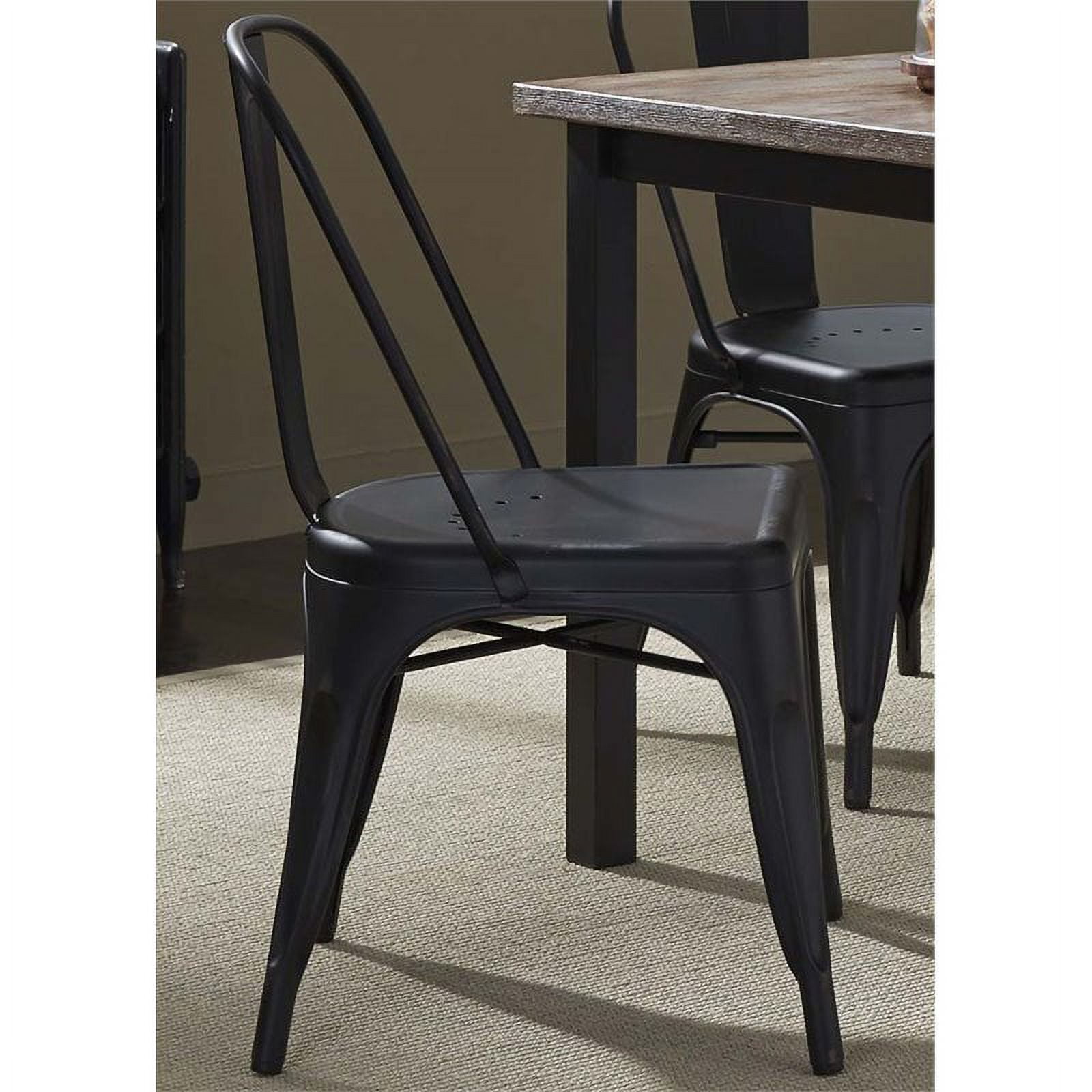 Industrial Vintage Bow Back Metal Side Chair in Weathered Black