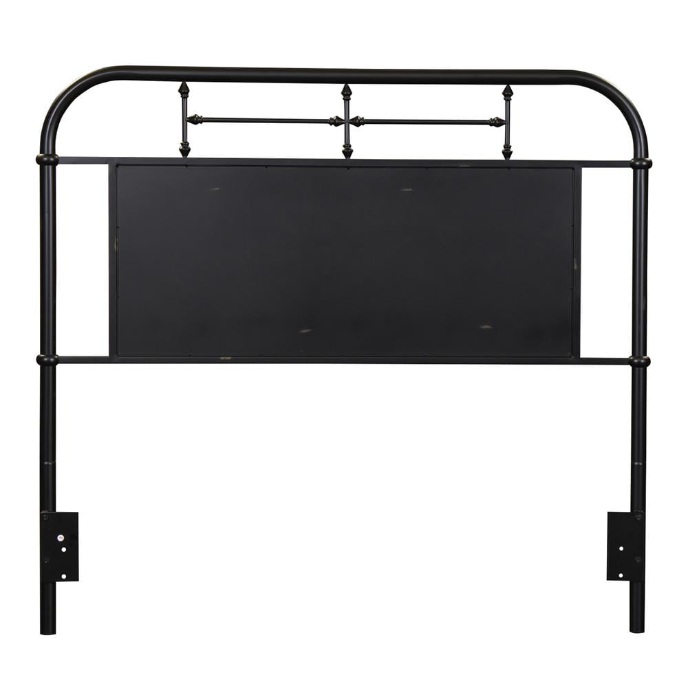 Full Black Metal Headboard with Vintage Silver Accents