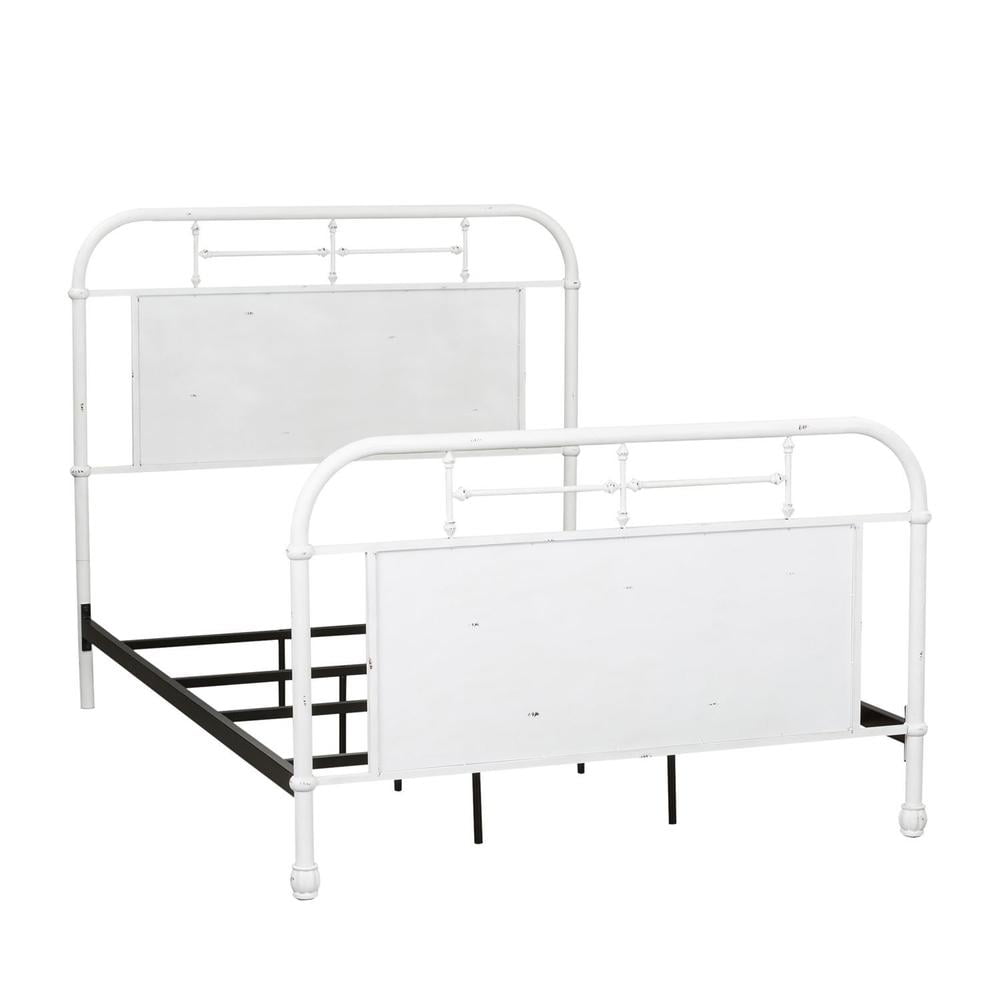 Antique White Twin Metal Bed with Headboard