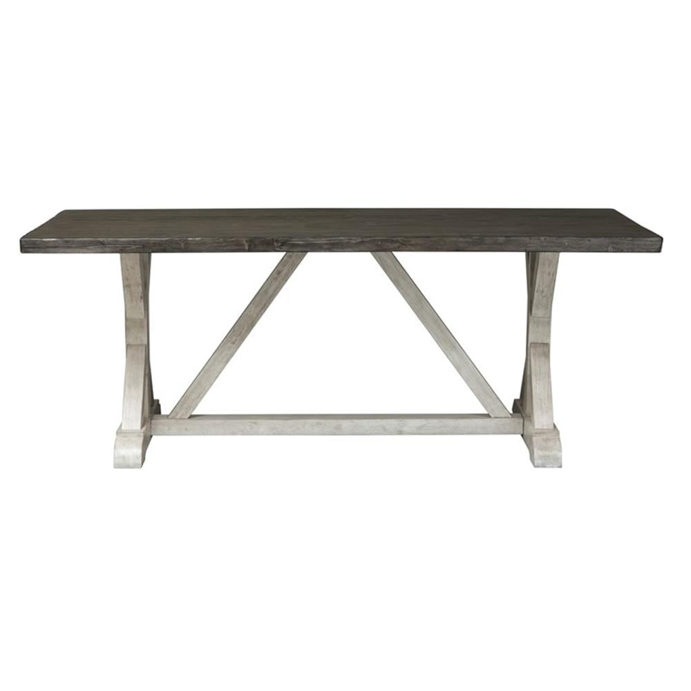 Rustic White and Charcoal Reclaimed Wood Rectangular Dining Table