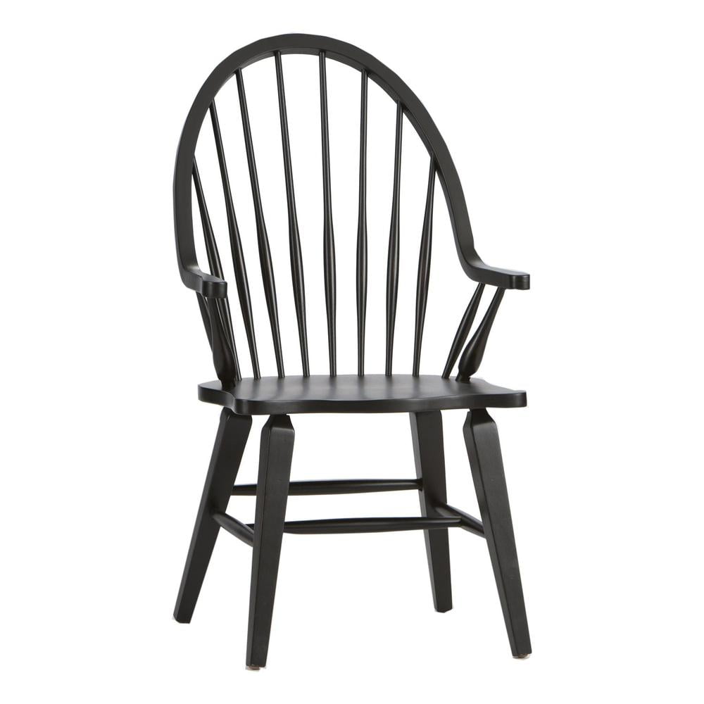 Black Wood Windsor Slat Back Arm Chair