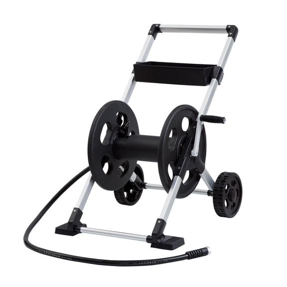 Liberty Garden 304 Explorer Two Wheel Hose Reel Cart, Aluminum, Holds 250-feet of 5/8" Hose, Silver/Black
