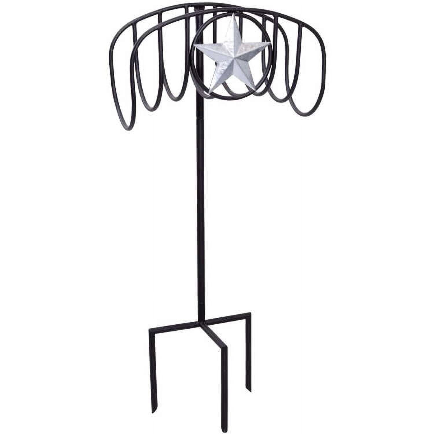 Black Steel Garden Hose Stand with Galvanized Star