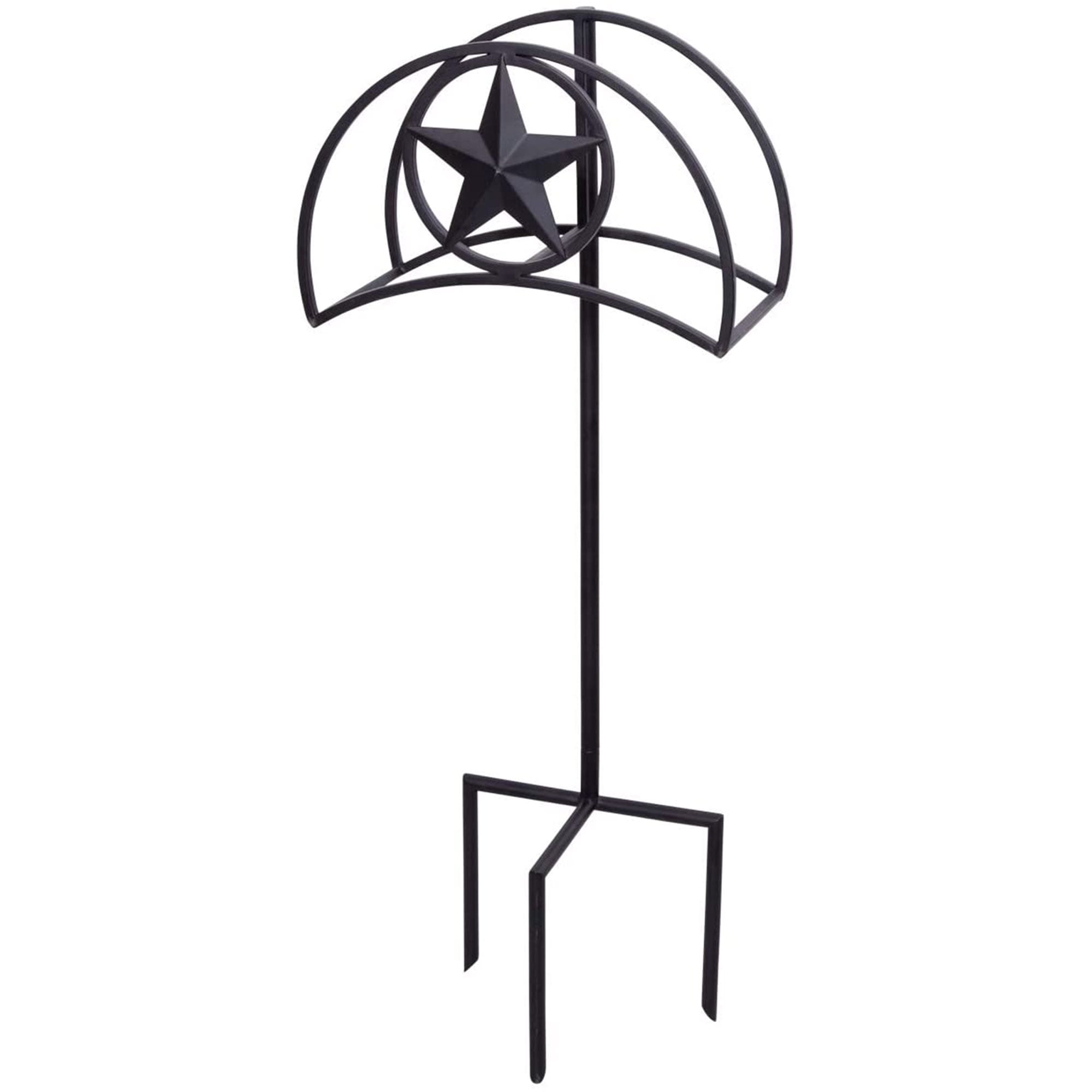 Black Steel Decorative Garden Hose Stand with Star Design