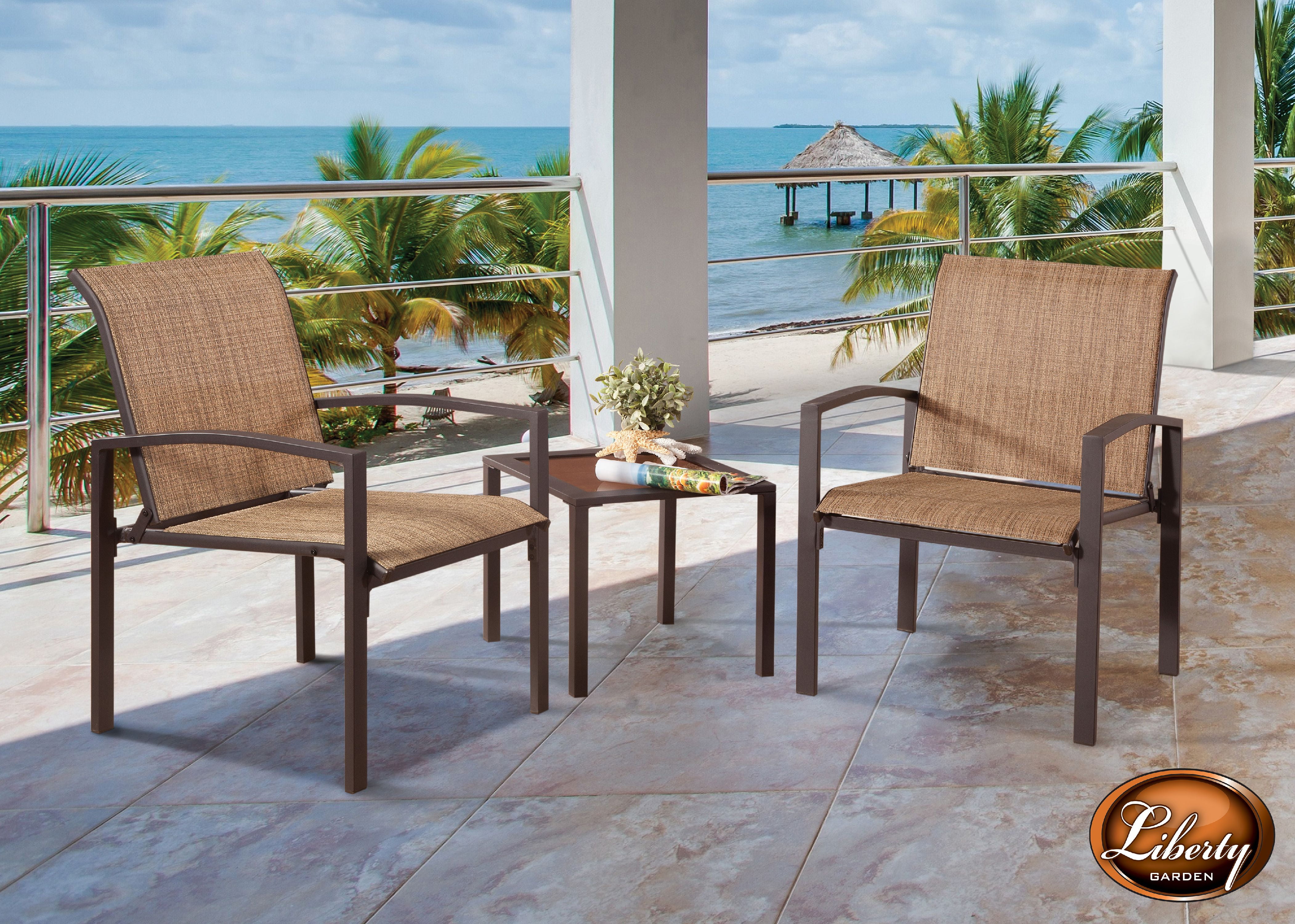 Liberty Garden Patio Galveston 3Piece Outdoor Seating Set, Brown