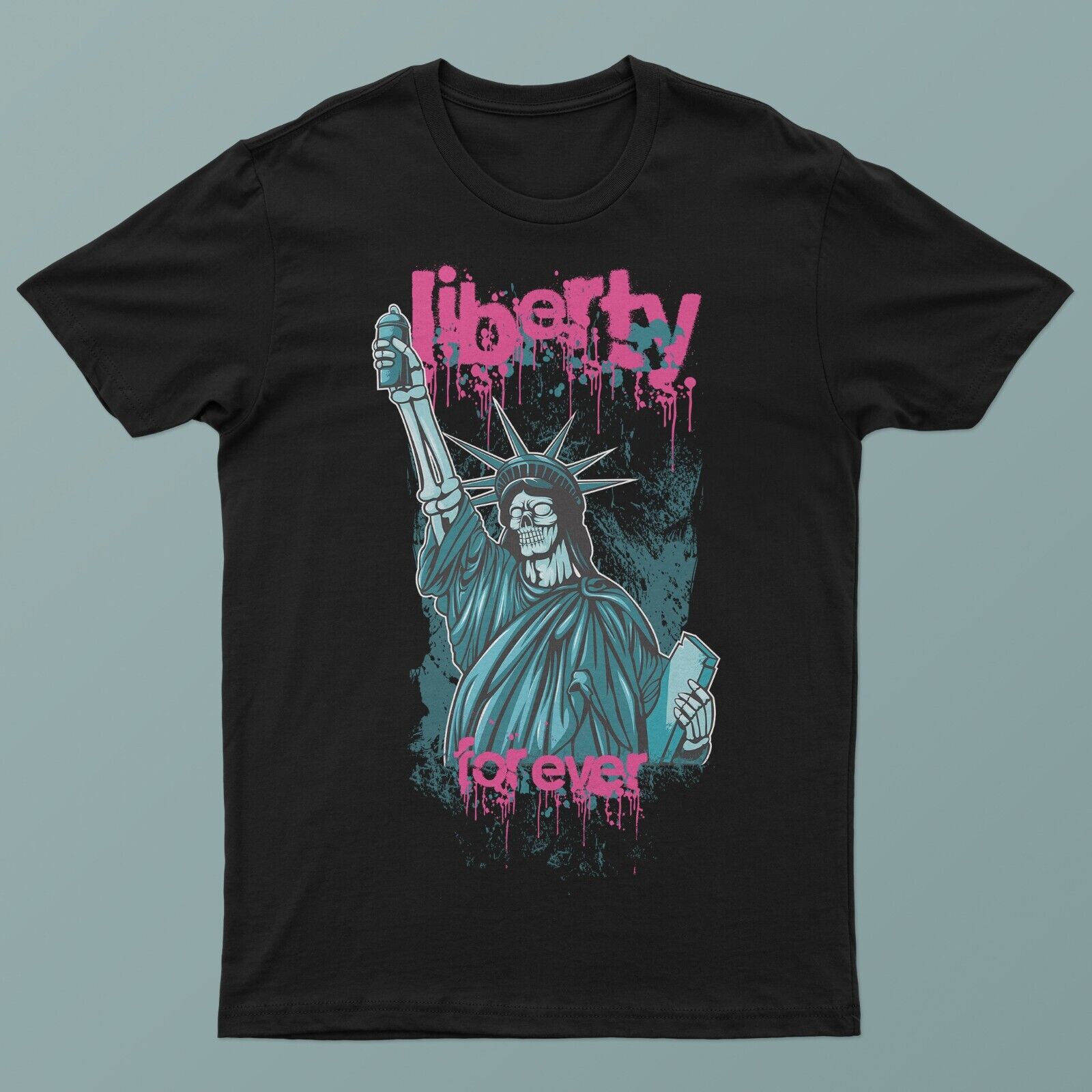 Liberty Graffiti Tee Statue with Spray Paint, Forever Freedom