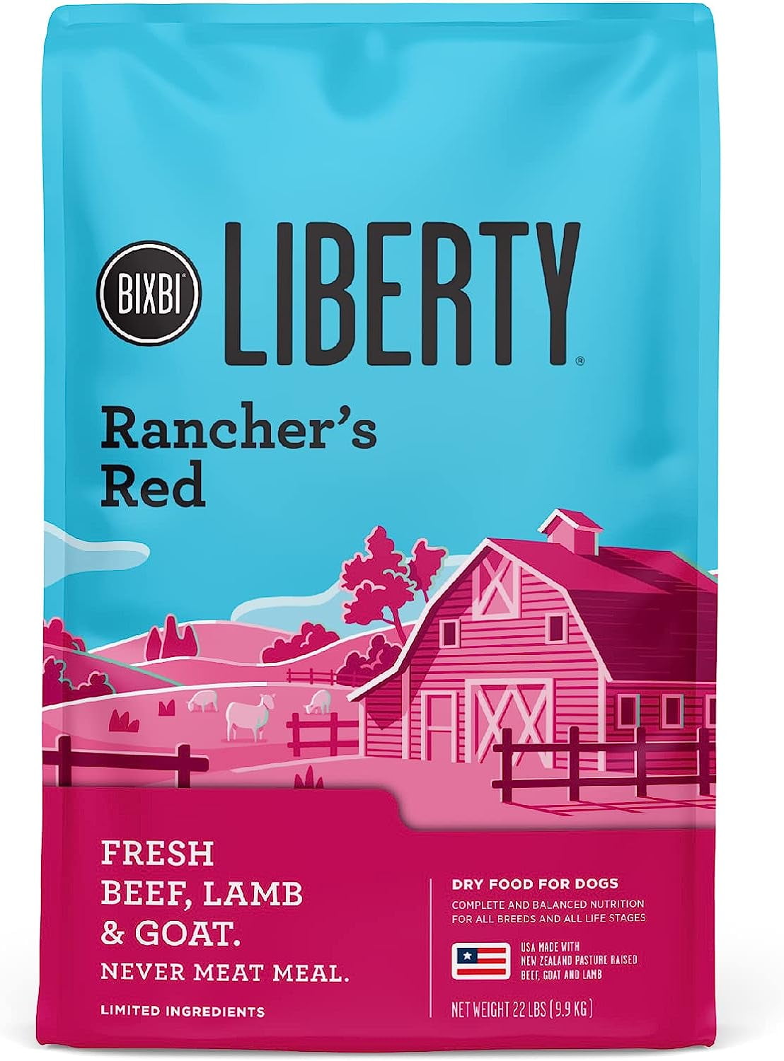 Liberty Grain Friendly Dry Dog Food, Rancher's Red Recipe, 22 lbs Fresh Meat, No Meat Meal, No