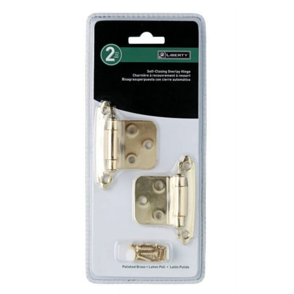 Liberty Polished Brass Self-Closing Overlay Hinge (2-Pack) H0103BL-PB-U