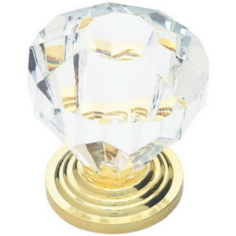 1-1/4 in. (32 mm) Polished Brass with Clear Faceted Acrylic Cabinet Knob 1-1/4 in. (32 mm) Polished Brass with Clear Faceted Acrylic Cabinet Knob