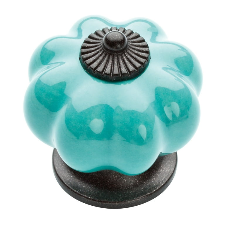 1-1/2 in. (38mm) Chrome and Gray Ceramic Melon Cabinet Knob 1-1/2 in. (38mm) Chrome and Gray Ceramic Melon Cabinet Knob