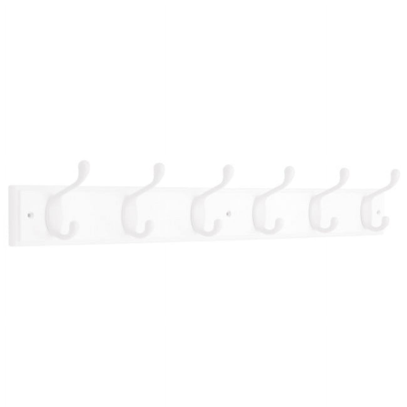 White Heavy Duty Wall Mounted Coat Rack with Six Hooks