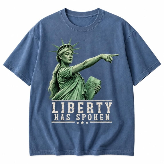 Liberty Has Spoken Graphic T-Shirt, Statue Inspired Patriotic Freedom Design Tee, Vintage America Graphic Shirt