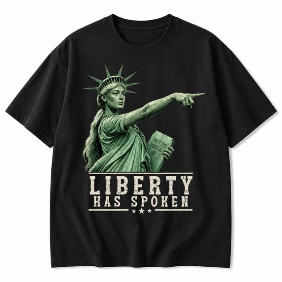 Liberty Has Spoken Graphic T-Shirt, Statue Inspired Patriotic Freedom Design Tee, Vintage America Graphic Shirt