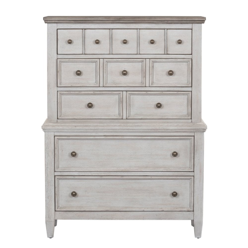 Heartland Antique White and Tobacco 4-Piece King Bedroom Set