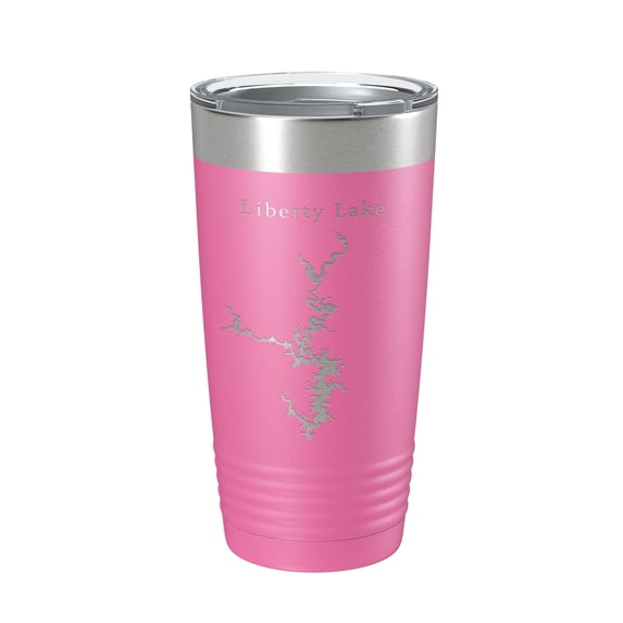 Liberty Lake Map Tumbler Travel Mug Insulated Laser Engraved Coffee Cup Maryland 20 oz Pink