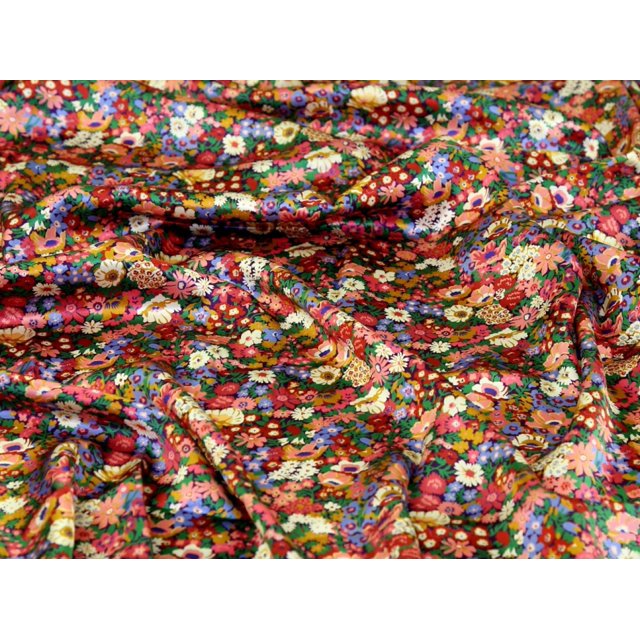 Liberty London Thorpeness Belgravia Silk Satin Fabric Berry per yard