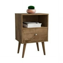 Liberty Mid-Century - Modern Nightstand 1.0 with 1 Cubby Space & 1 Drawer, Rustic Brown