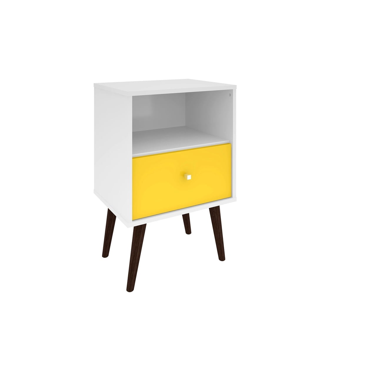 Liberty Mid-Century Modern Nightstand 1.0 with 1 Cubby Space and 1 Drawer with Solid Wood Legs