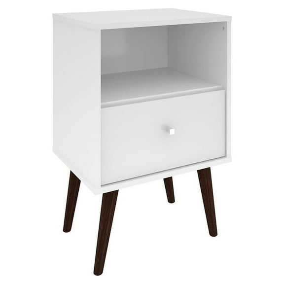 Liberty Mid-Century Modern Nightstand 1.0 with 1 Cubby Space and 1 Drawer with Solid Wood Legs
